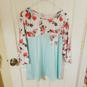 Women's plus 3/4 sleeve pocket shirt